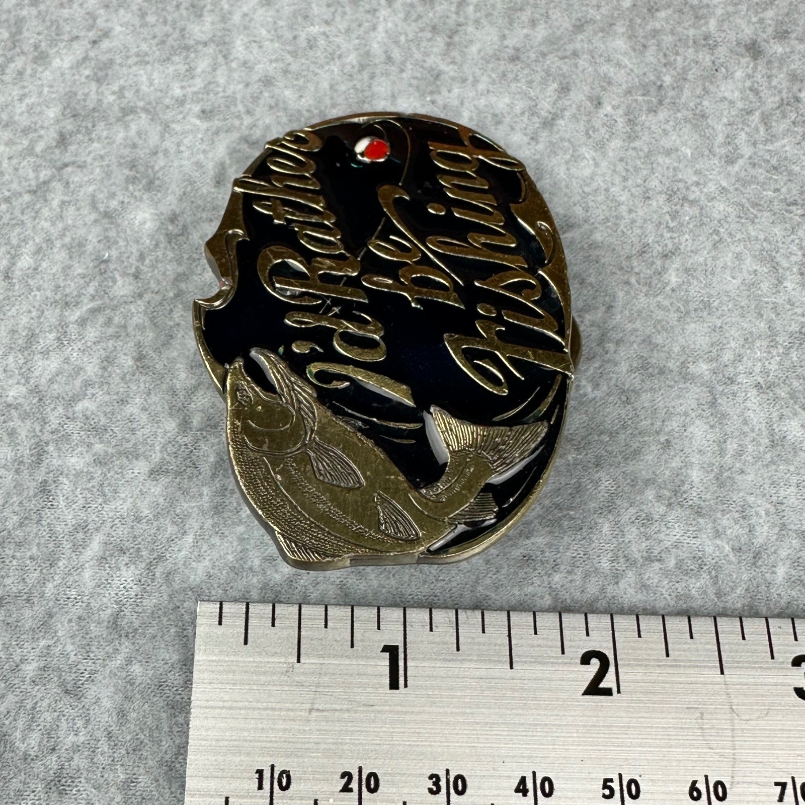 Vtg 1985 The Great American Buckle Co I&rsquo;d Rather Be Fishing Trout Belt Buckle