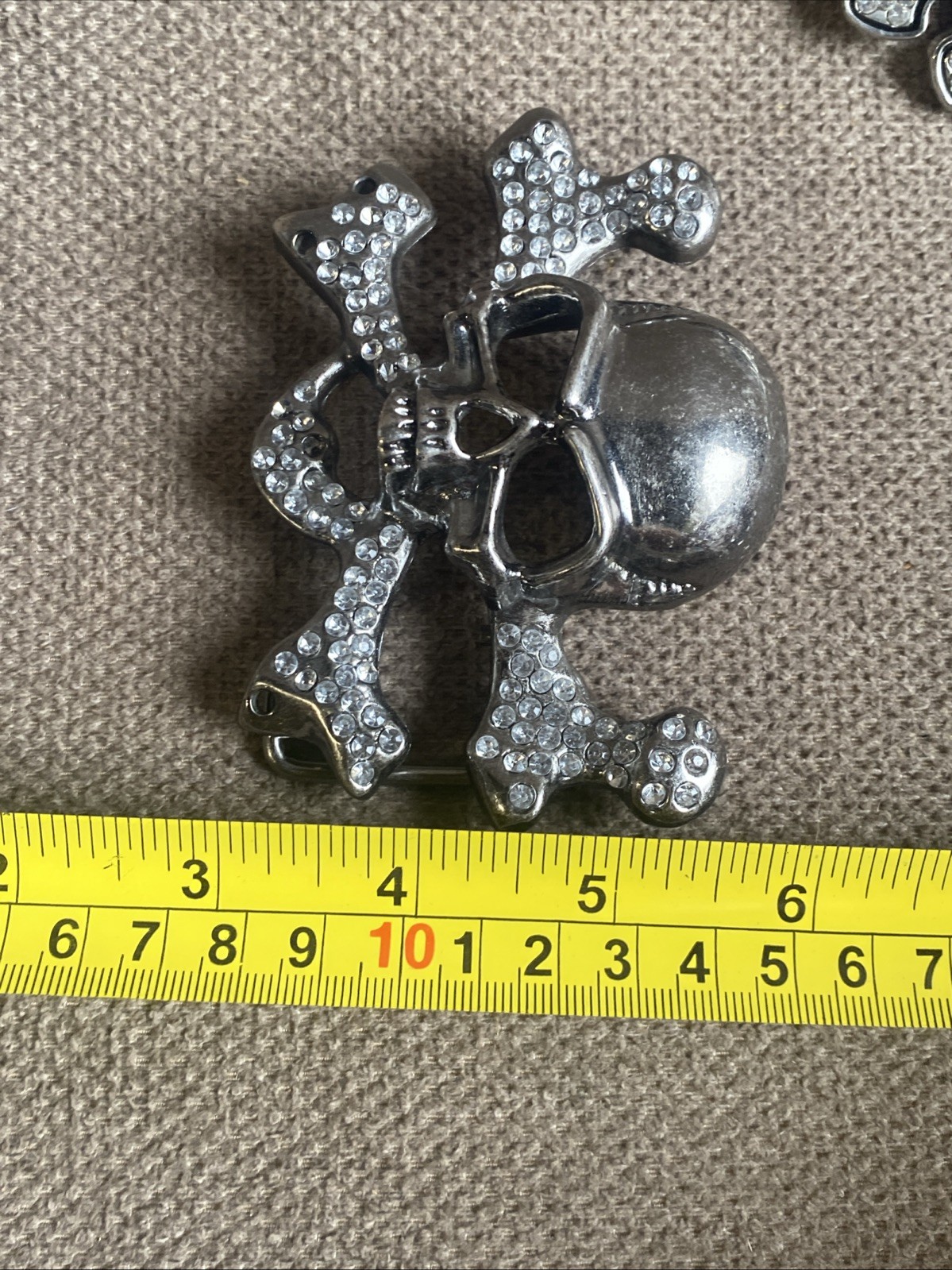 Vintage Rhinestones Punching Fist Skulls Belt Buckles Set Of 2