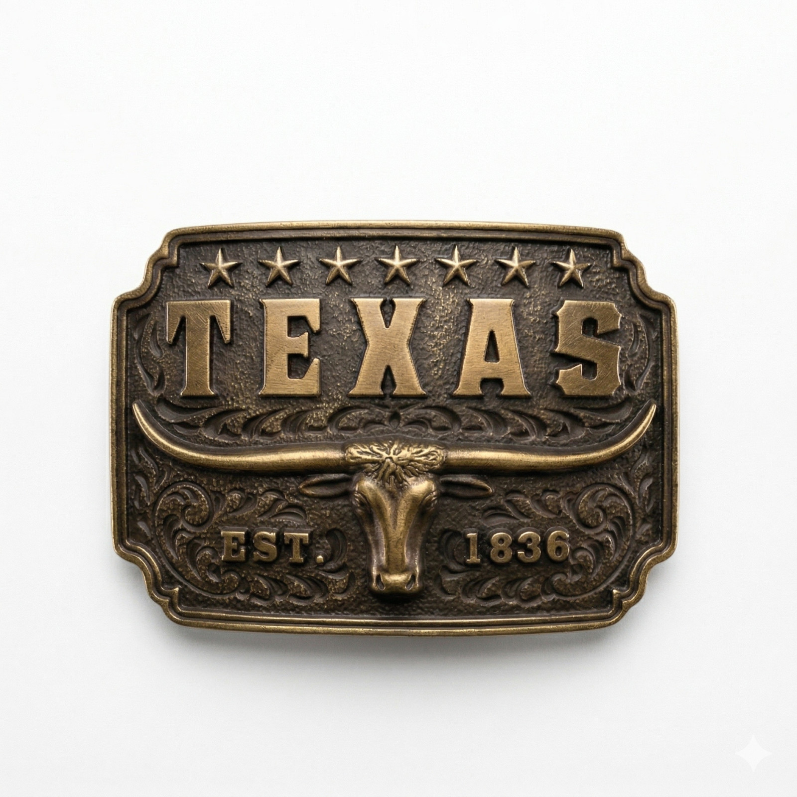 Vintage Bronze Texas Longhorn Belt Buckle – Est. 1836 Commemorative Edition