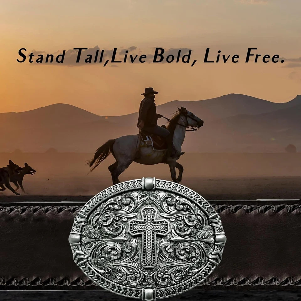 Religious Cross Western Belt Buckles for Men Cowboy Belt Buckle Cowgirl Faith Be