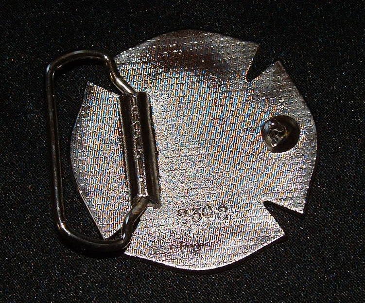 FIREMAN FOUR SIDED SHIELD WITH HYDRANT AND LADDER BELT BUCKLE