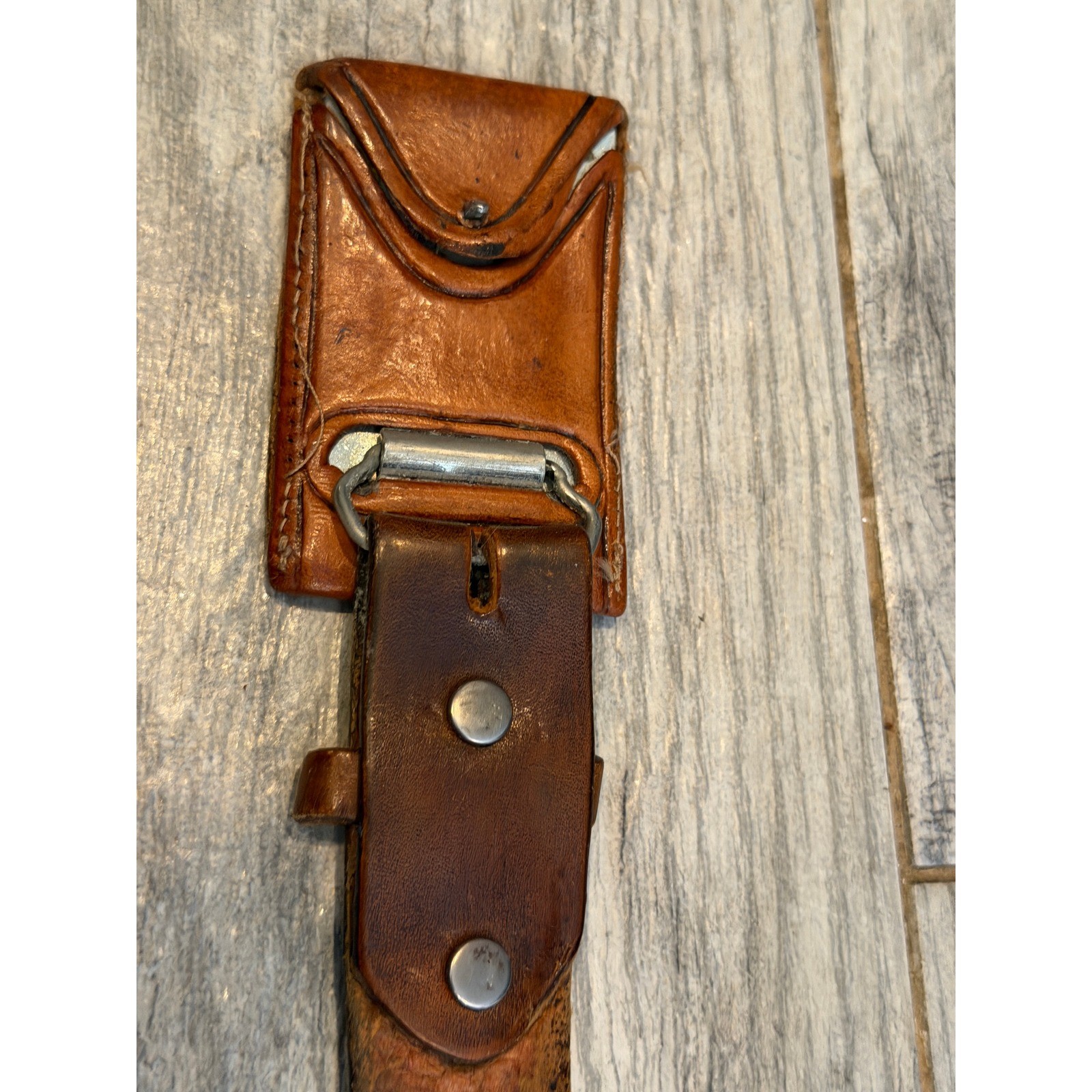 Tooled Leather Belt 32 Brown Stash Locket Buckle Western Hidden Pocket