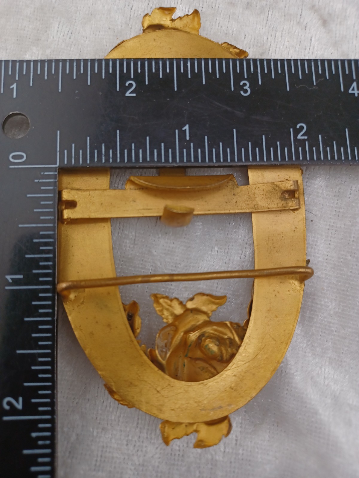 Vintage Sash Buckle Flower Gold Tone Roses