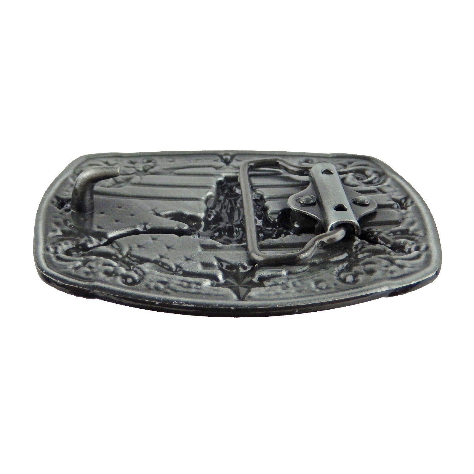American Flag Longhorn Steer Star Belt Buckle Antique Silver Fits 1.5 inch Belts