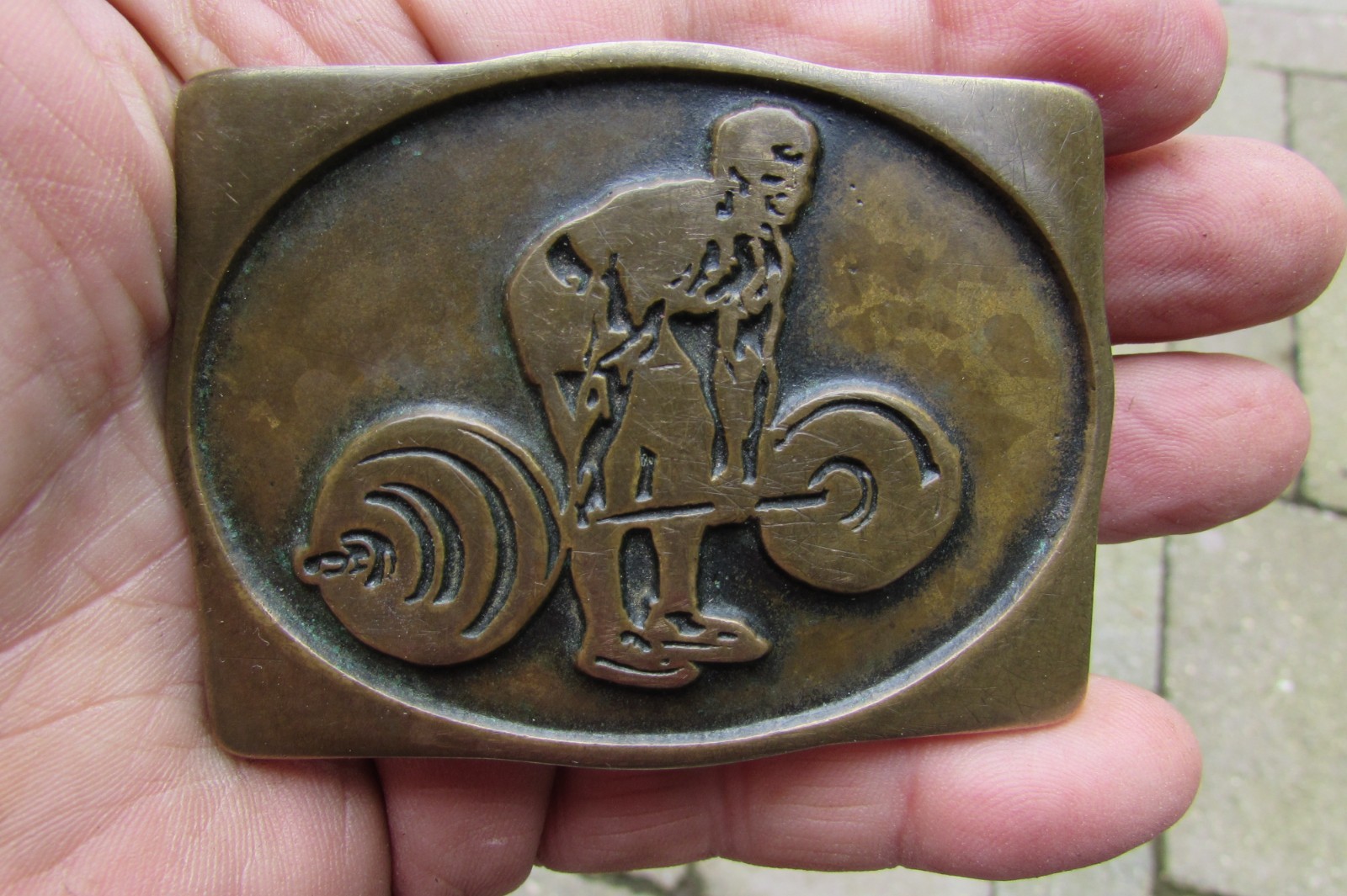 Weight Lifting Belt Buckle Anacortes Brass Works U.S.A 1985 Original Patina