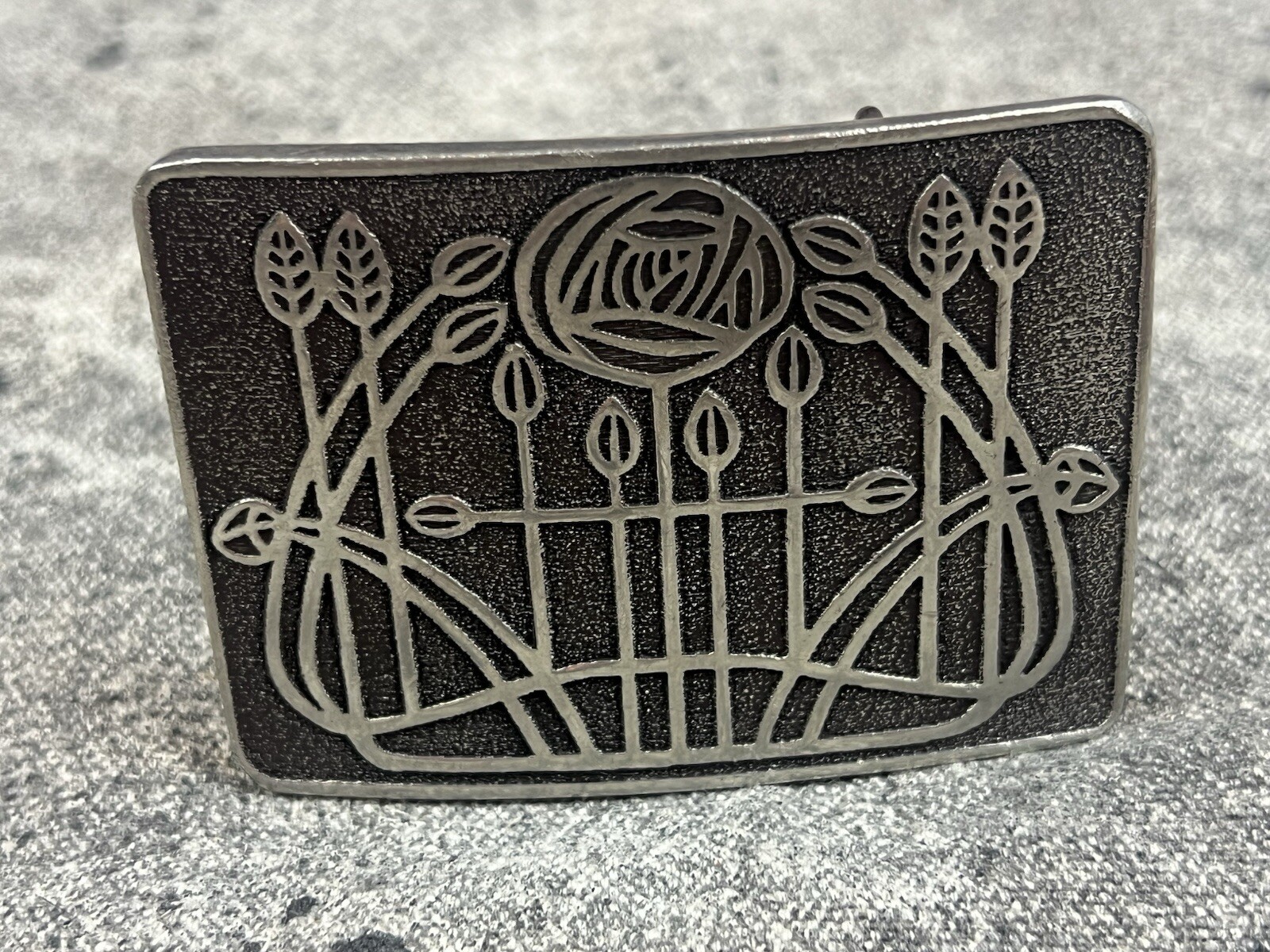 Charles Rennie MacKintosh Pewter Belt Buckle Rare Silver Tone Design Rare VTG