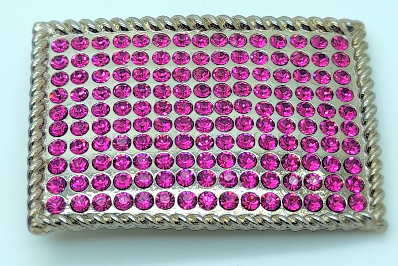 Fashion Men Women western classic Belt Buckle Silver Metal hot pink rhinestones