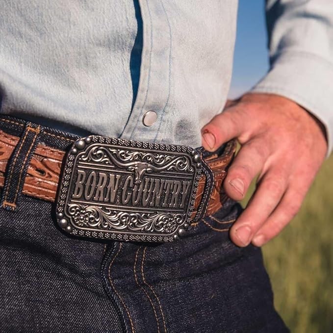 Montana Silversmiths Western Belt Buckle Born Country Attitude A907