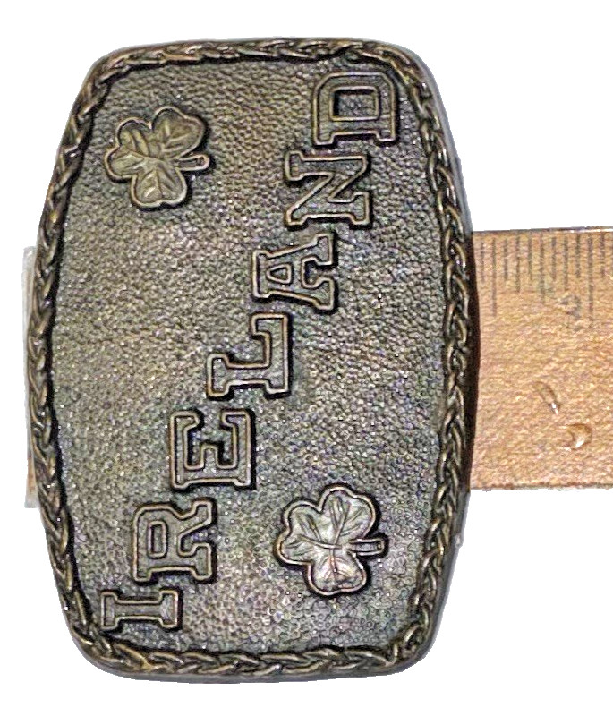 Vtg 1970s IRELAND Lucky Clover Belt Buckle Textured Shamrocks