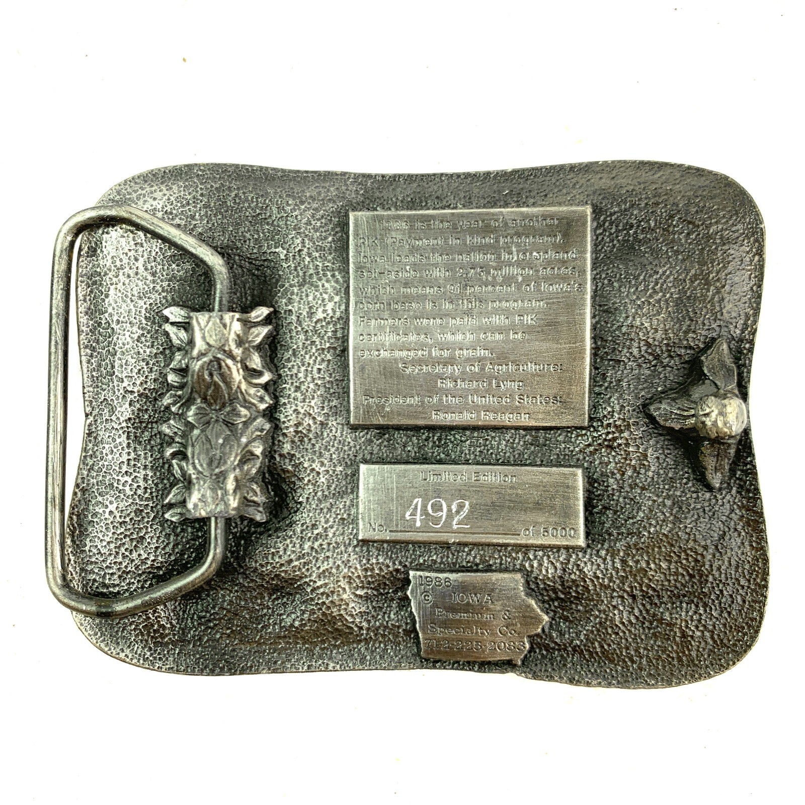 PIK II 1986 Metal Belt Buckle Iowa Premium & Specialty 492/5000