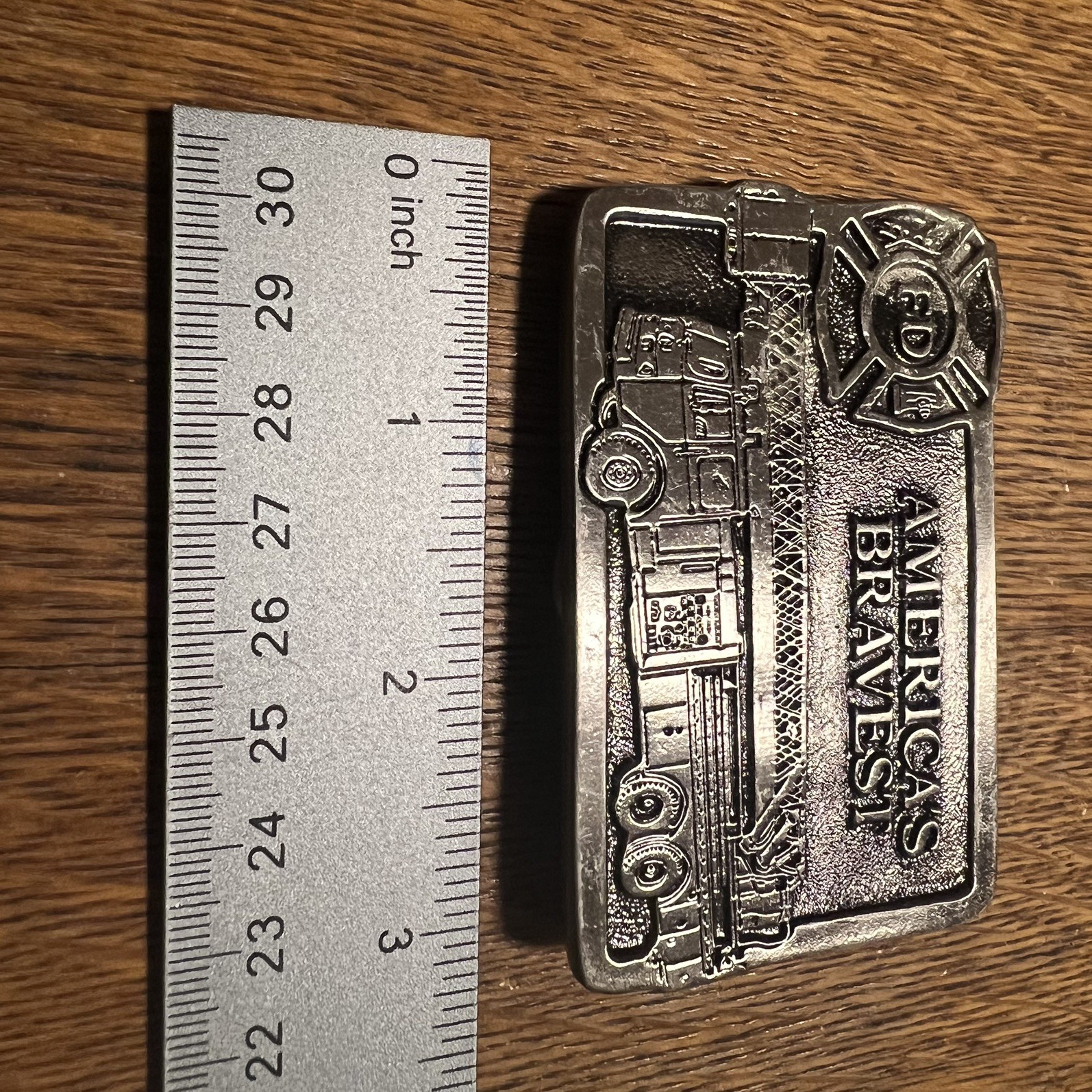 Missing Pin AMERICA&rsquo;S BRAVEST FIRETRUCK LADDER TRUCK Lot of 2 BELTBUCKLE B29