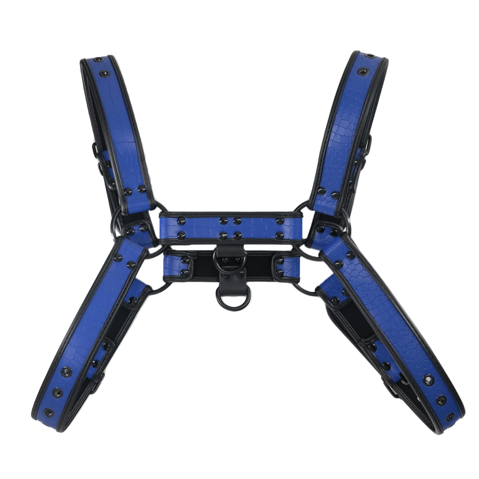 ZZRBVFH Alligator Grain PU Mens Harness Leather Suspenders Adjustable, Blue