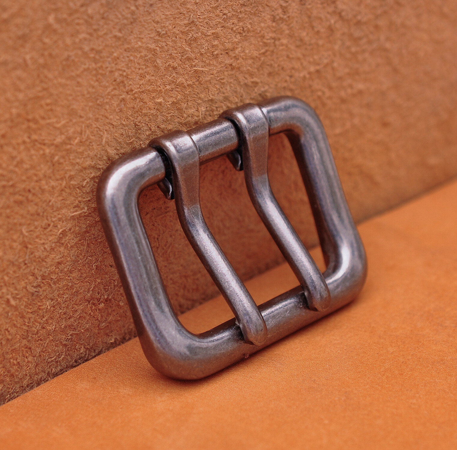 Men Heavy Duty Double Tongue Pin Prong Belt Buckle Fits 40MM Belt Strap Silver