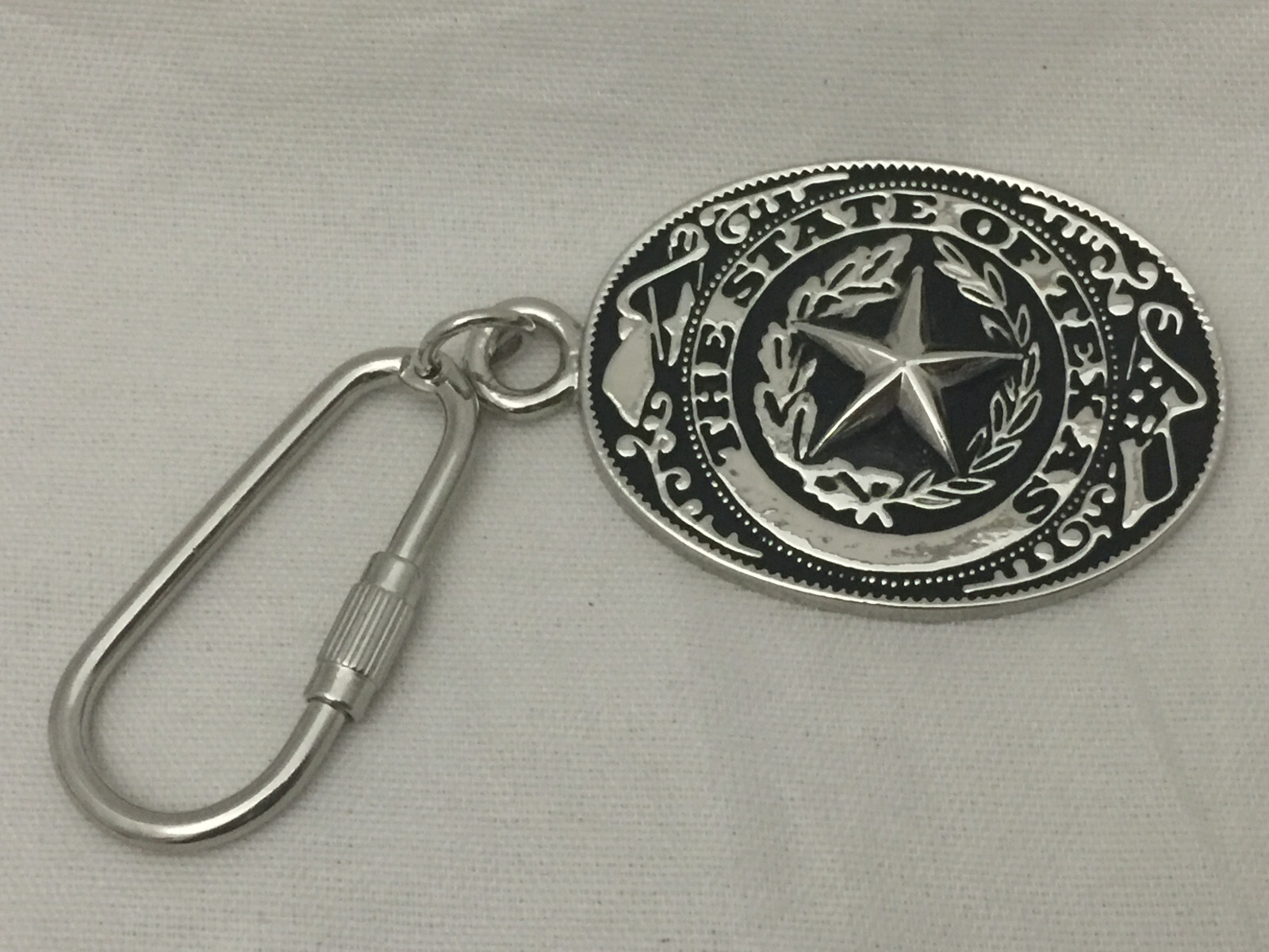 3 piece set Texas Seal Set: Belt Buckle, Bolo and Key Ring (Silver)