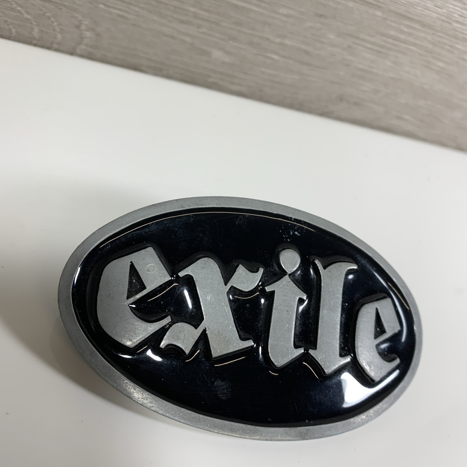 EXILE CYCLES Black Gloss Belt Buckle 4” x 2-3/8”