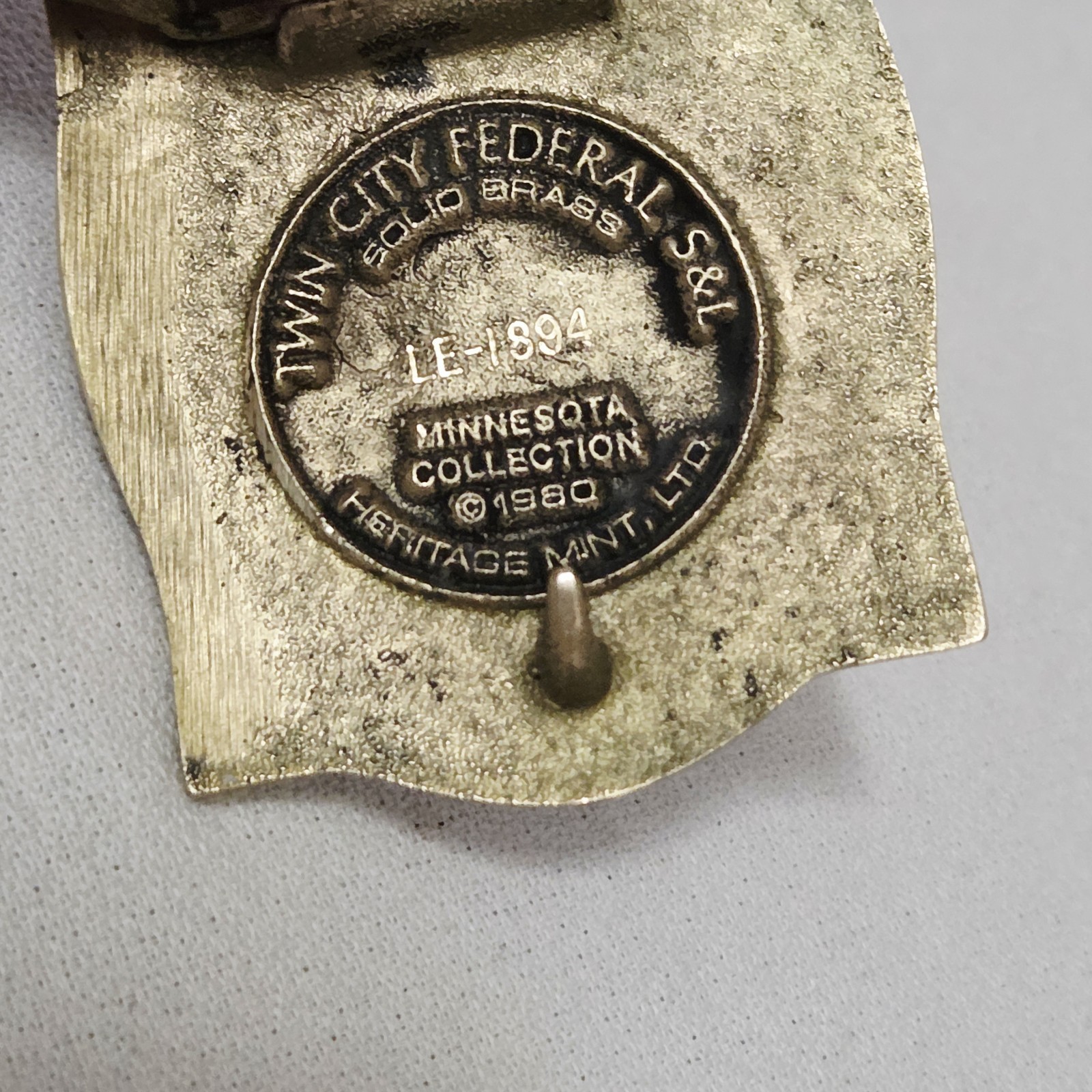 Belt Buckle – 1980 Twin City Federal #LE-1894 « Minnesota Voyageur » brass