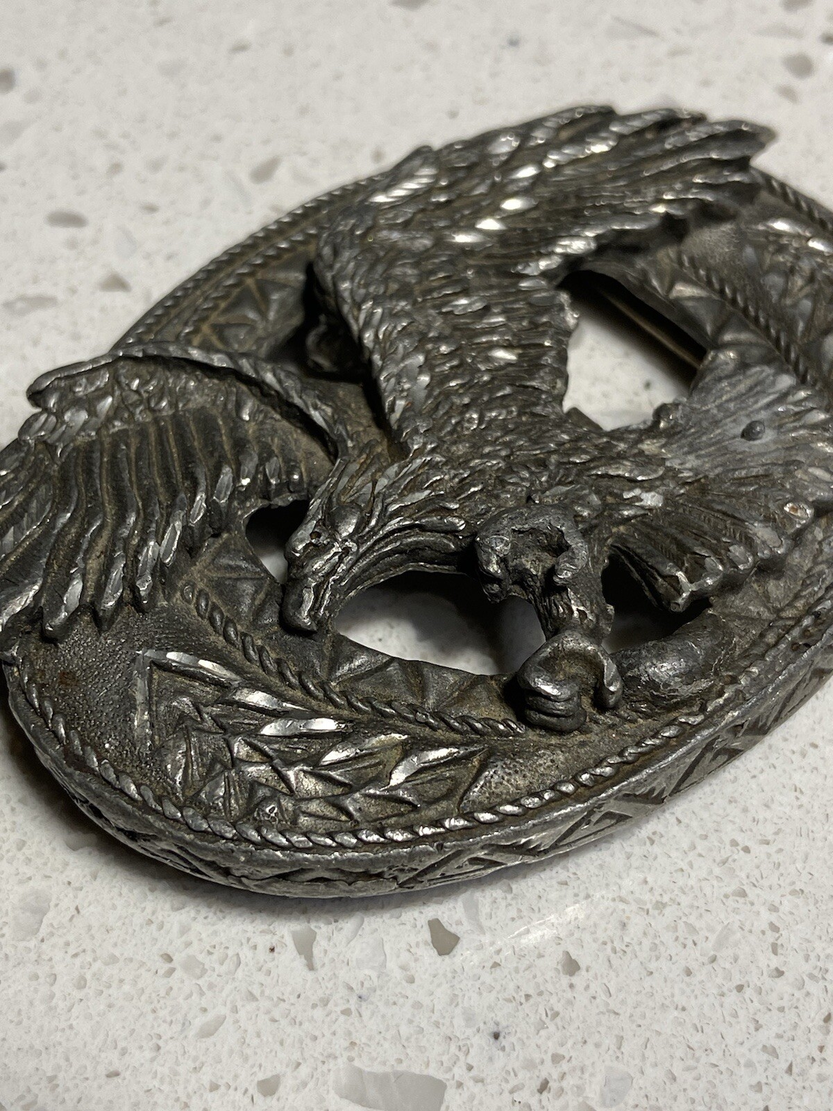 Vintage Belt Buckle Western Cowboy Nature Eagle Birds 90’s Pewter Buckle Rare
