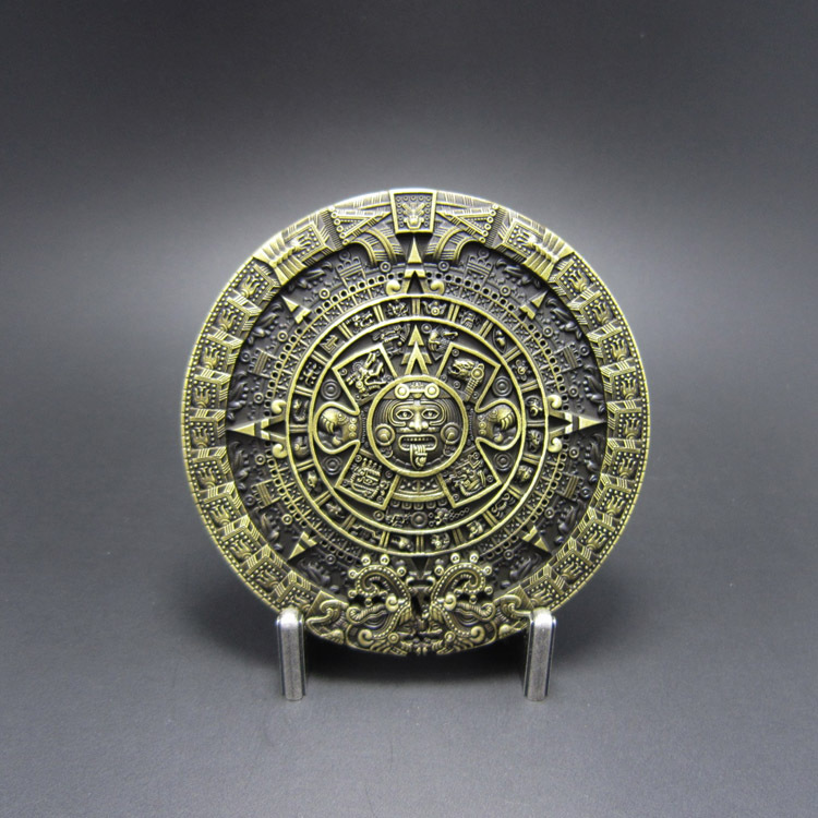 Vintage Bronze Plated Aztec Calendar Belt Buckle also Stock in the US