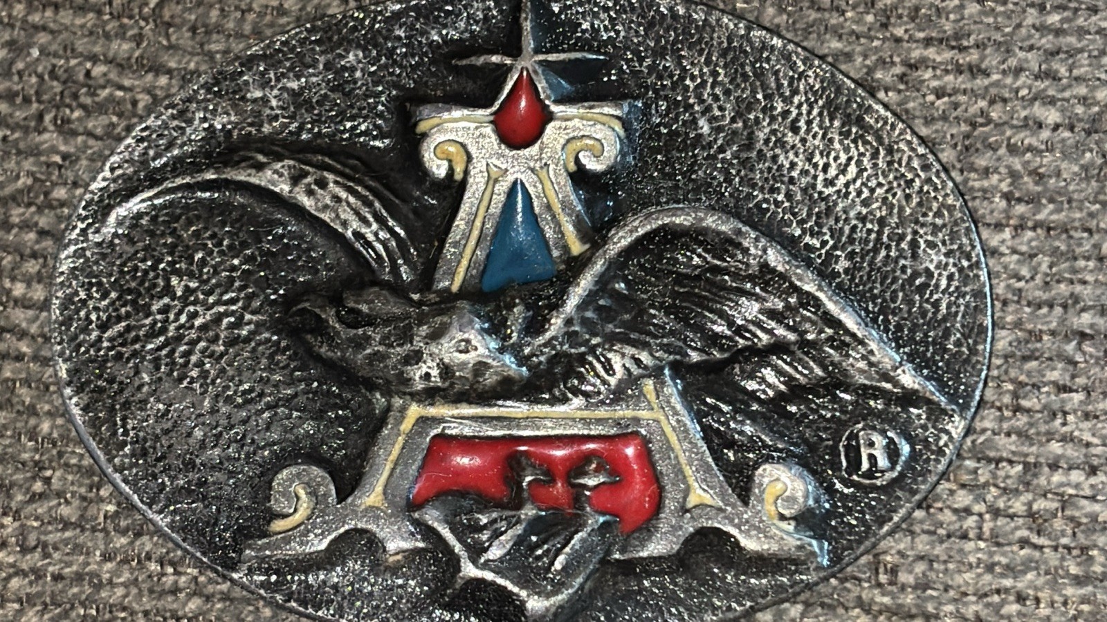 ANHEUSER-BUSCH logo Belt Buckle Vintage Metal Enamel