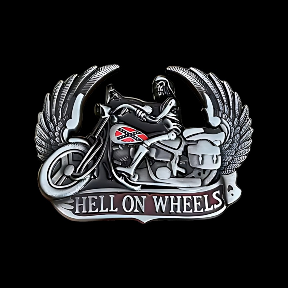 Rider Belt Buckle HELL ON WHEELS Western Style Motorcycle Buckle