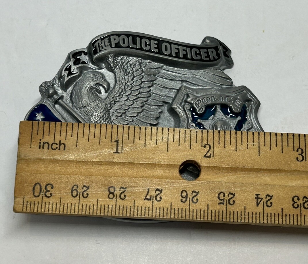 Great American Products Belt Buckle Pewter Police Officer An American Hero EUC