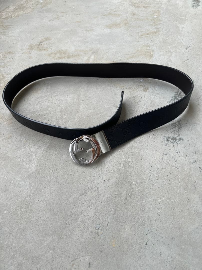 GUCCI Pre-Owned Black Gg Pattern Belt 473030 Cwcwn
