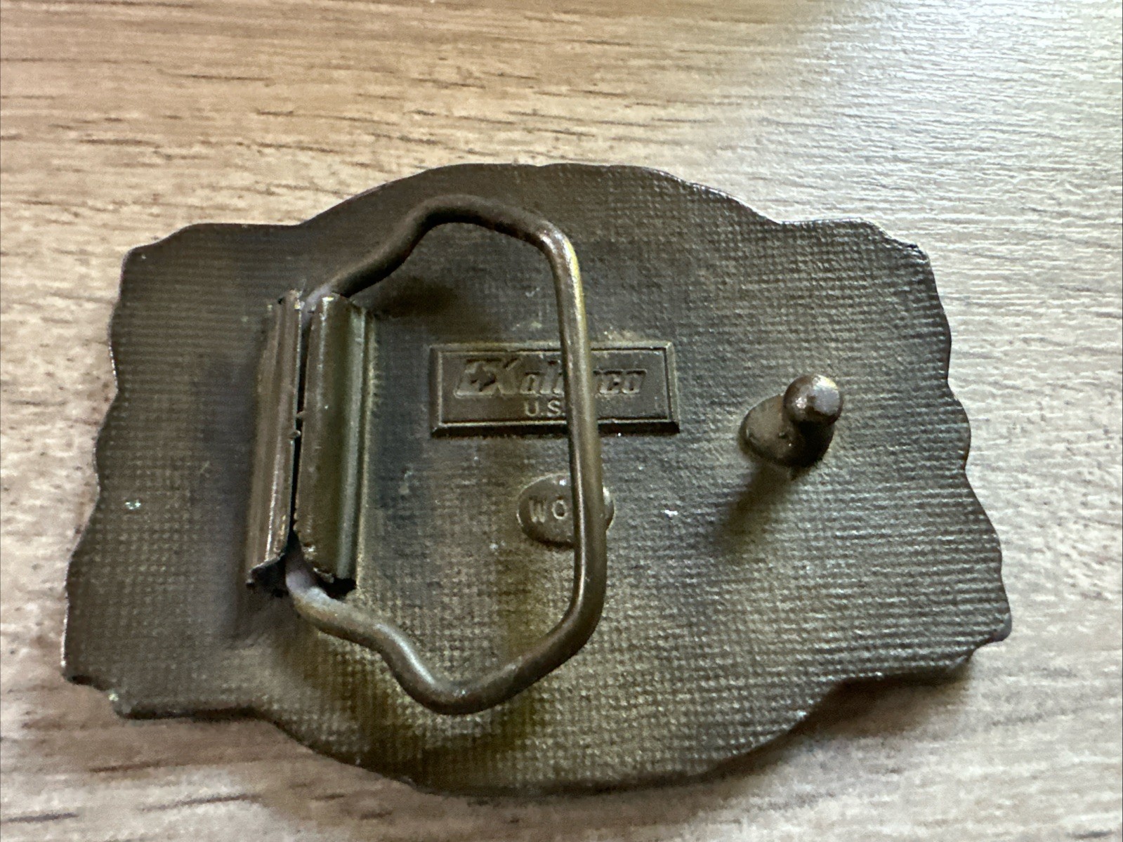 vintage 1970s belt buckle CRUDE OIL enamel WESTERN rig drilling TEXAS oklahoma