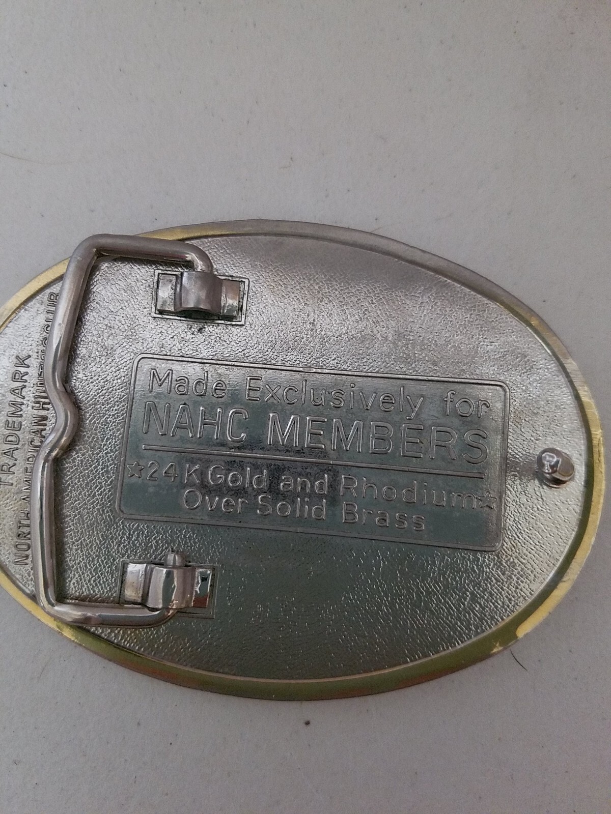 Belt Buckle 24k Gold Rhodium Over Solid Brass 5 3/8&Prime; North American Hunting Club