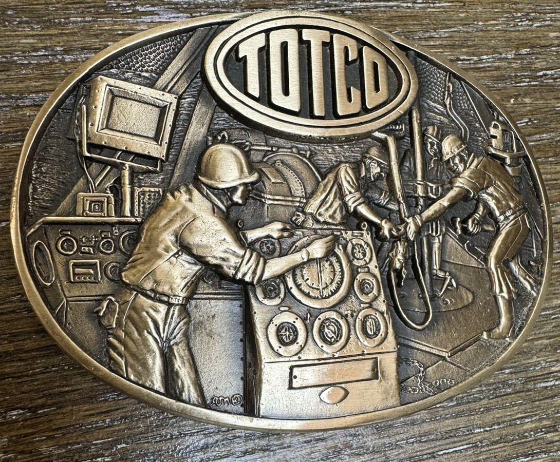Hughes And Totco Vintage Oil Field Drilling Belt Buckles *MINT CONDITION*