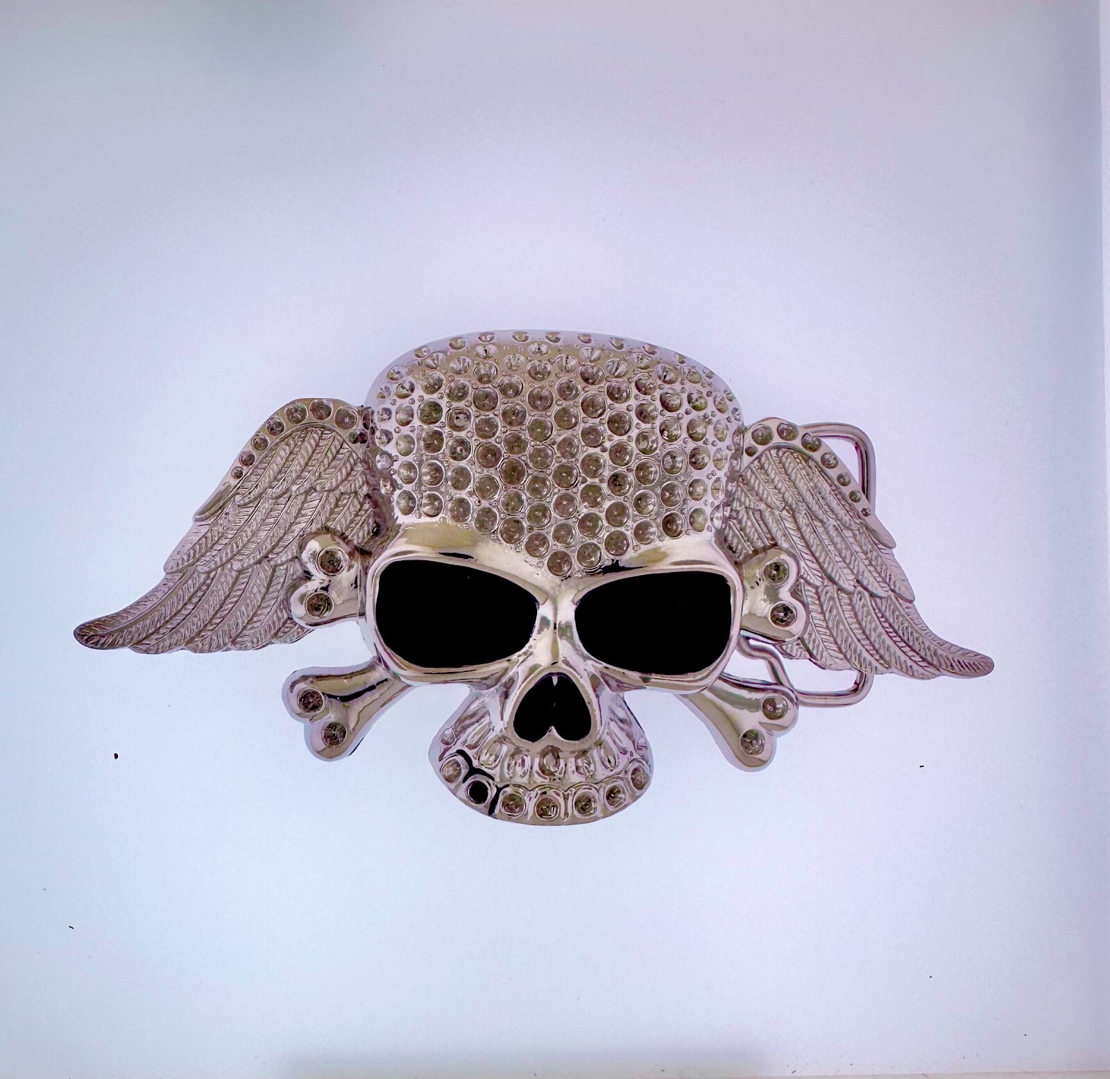 Skull with Wings Belt Buckle | American Western Silver Vintage Buckle