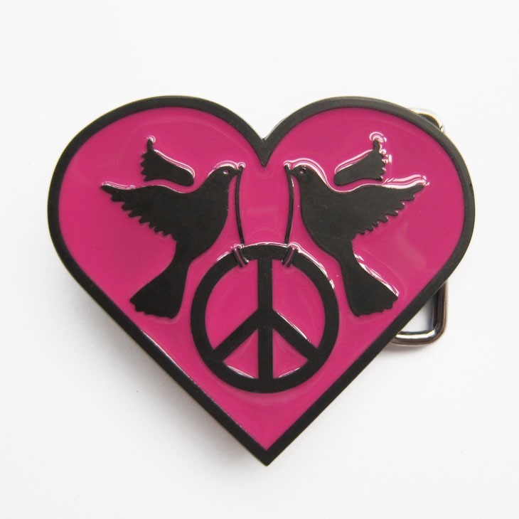 BRAND NEW HEART BIRD PEACE SIGN WOMEN 60 BELT BUCKLE