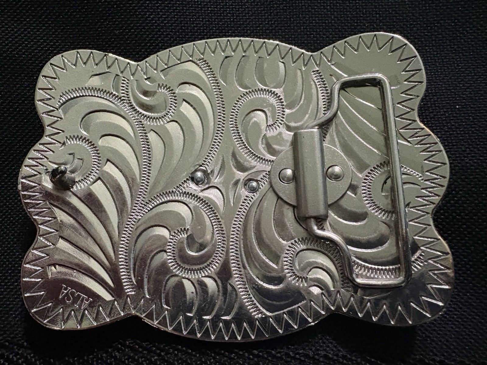 Western Rooster Floral Engraved Belt Buckle Gold/Silver Metal Fits 1.5in Belt