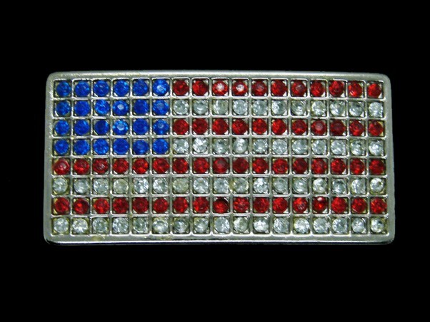 TB11103 REALLY COOL **UNITED STATES FLAG** PATRIOTIC FASHION SILVERTONE BUCKLE