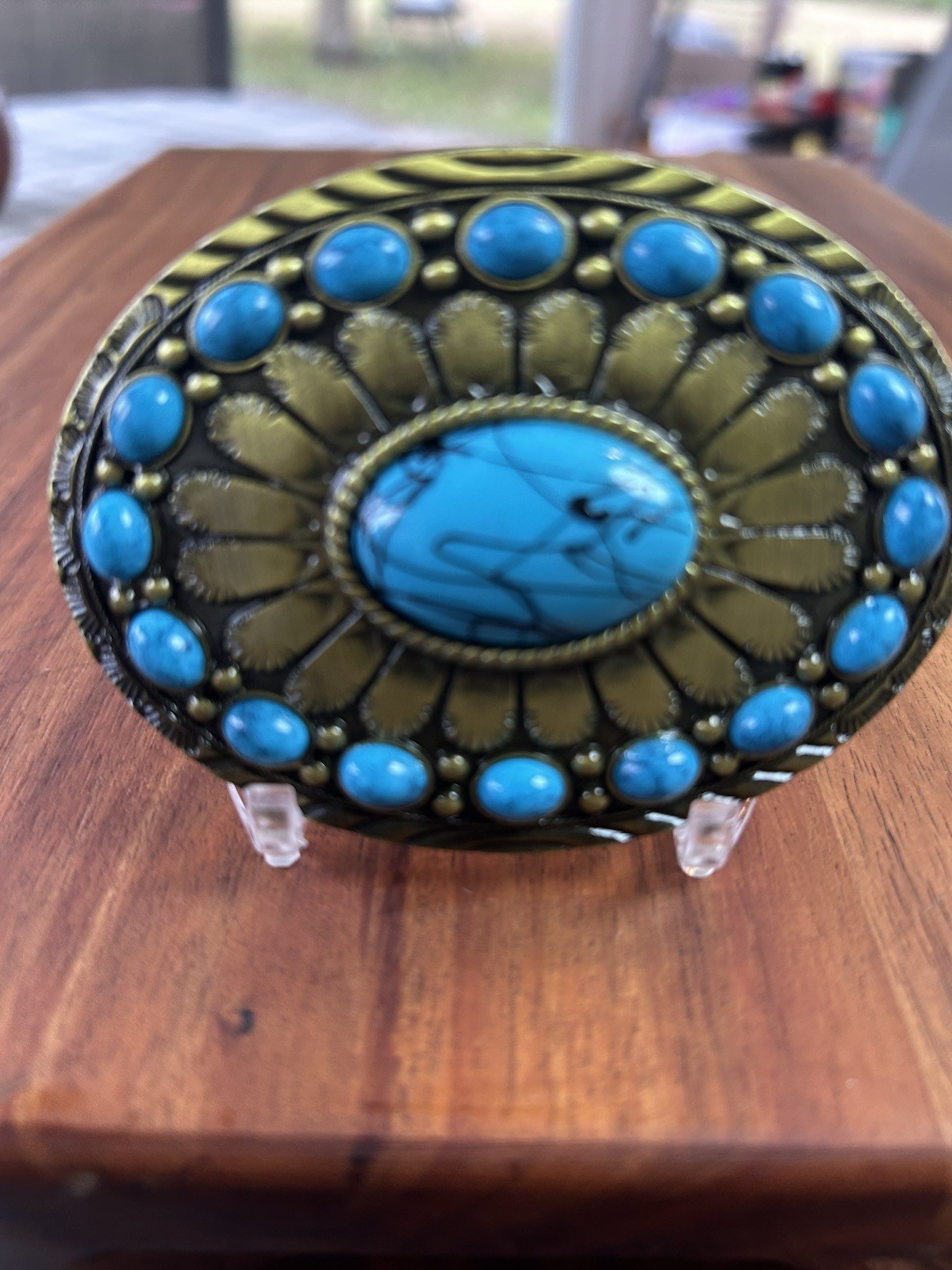 TURQUOISE Cowgirls WESTERN Golden Tone Belt CHRISTMAS GIFT BUCKLE