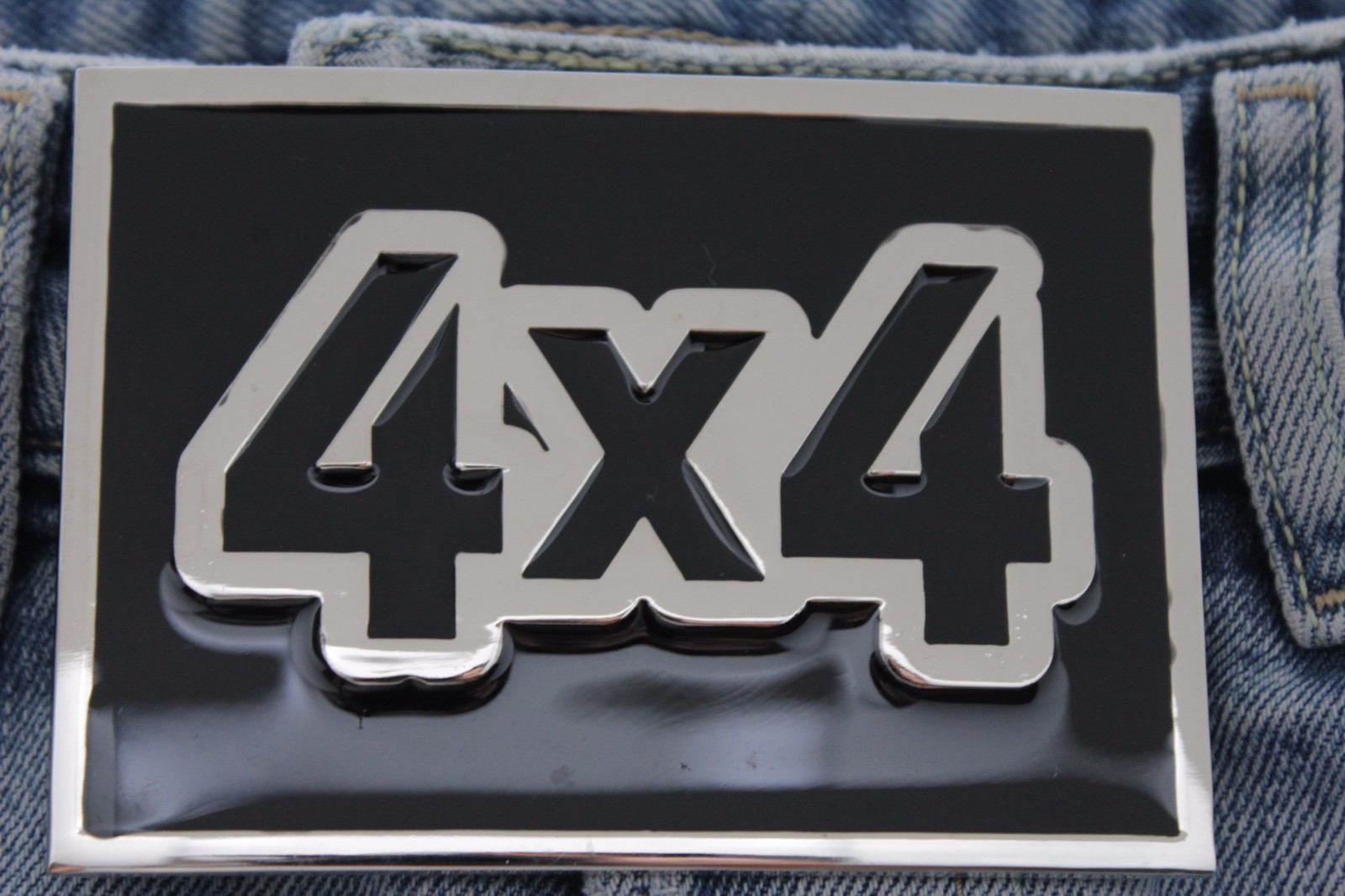 Men Women Fashion Belt Buckle Silver Black Metal 4X4 Four By Four Offroad Biker
