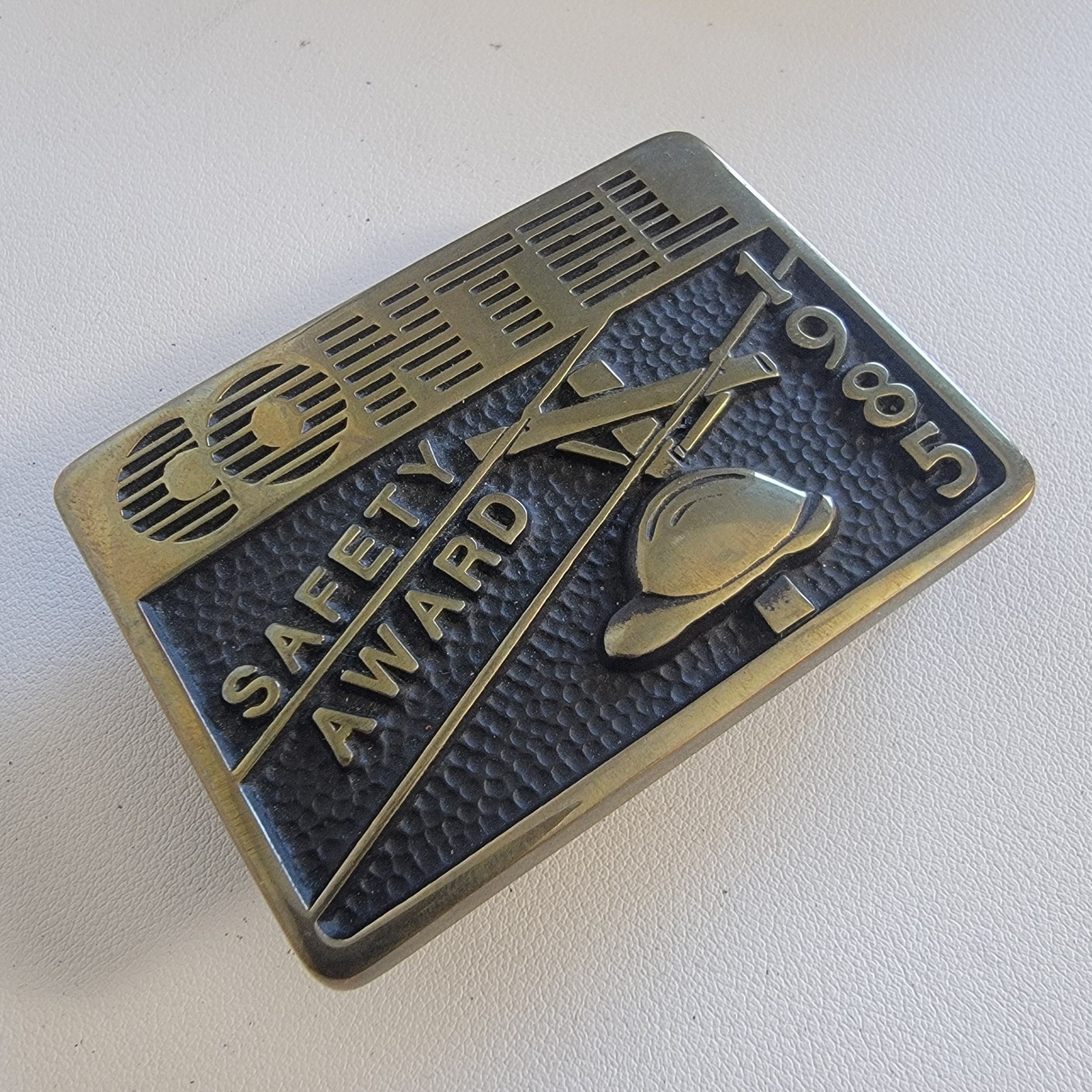 Contel Brass Belt Buckle 1985 Safety Award Anacortes Brass Works Handmade