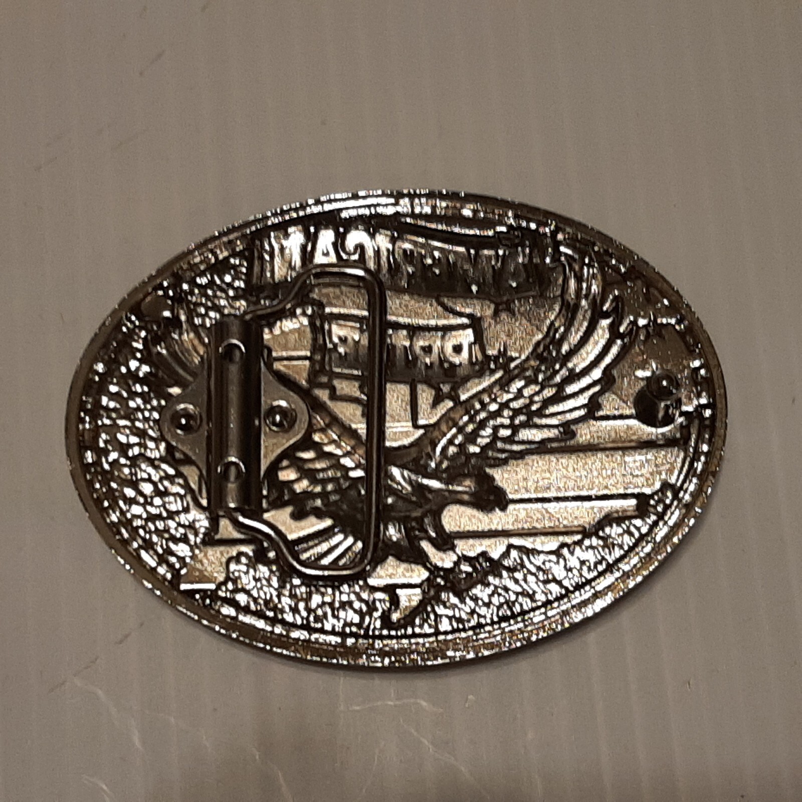 AMERICAN PRIDE / EAGLE & U.S.A. FLAG Metal Belt Buckle