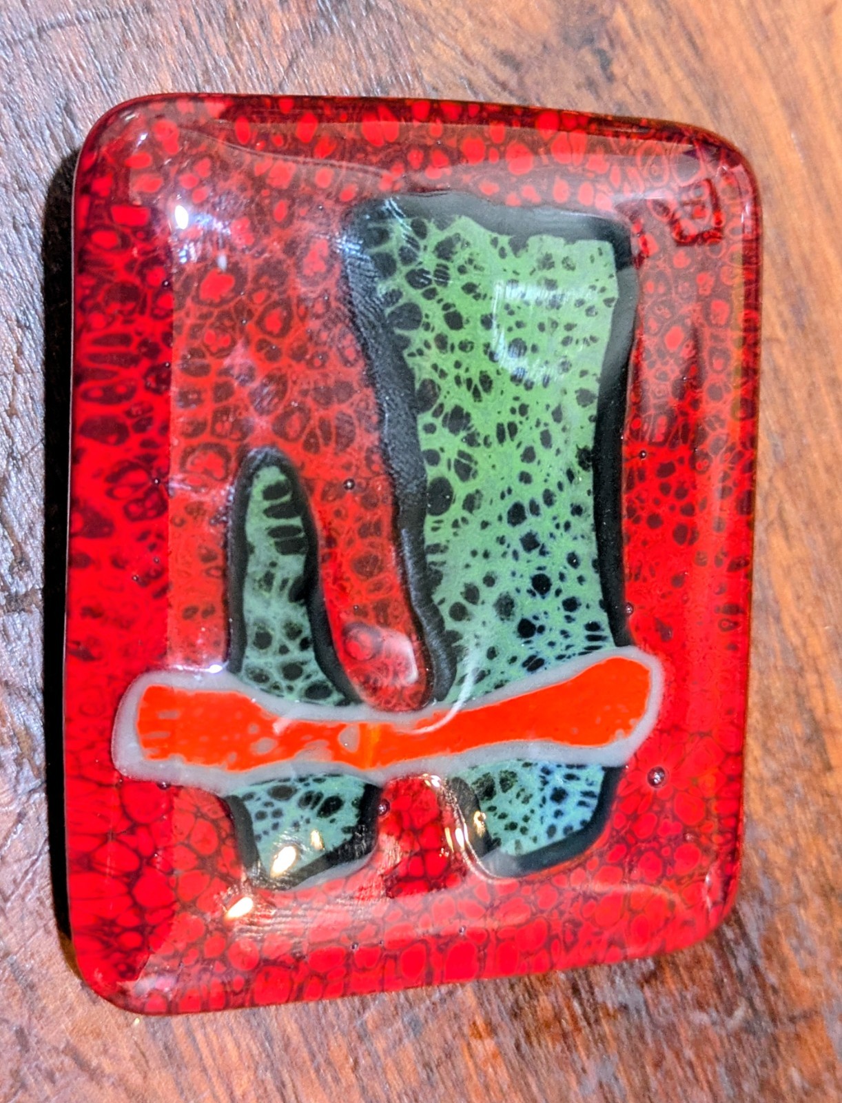 Abstract Glass Belt Buckle Red Green Orange Black Men&rsquo;s Clamp Closure 2 Inch