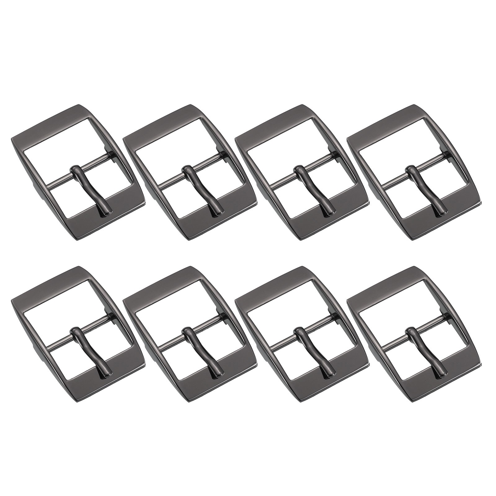8Pcs 1&Prime; Single Prong Belt Buckle Square Center Bar Buckles Metallic Black