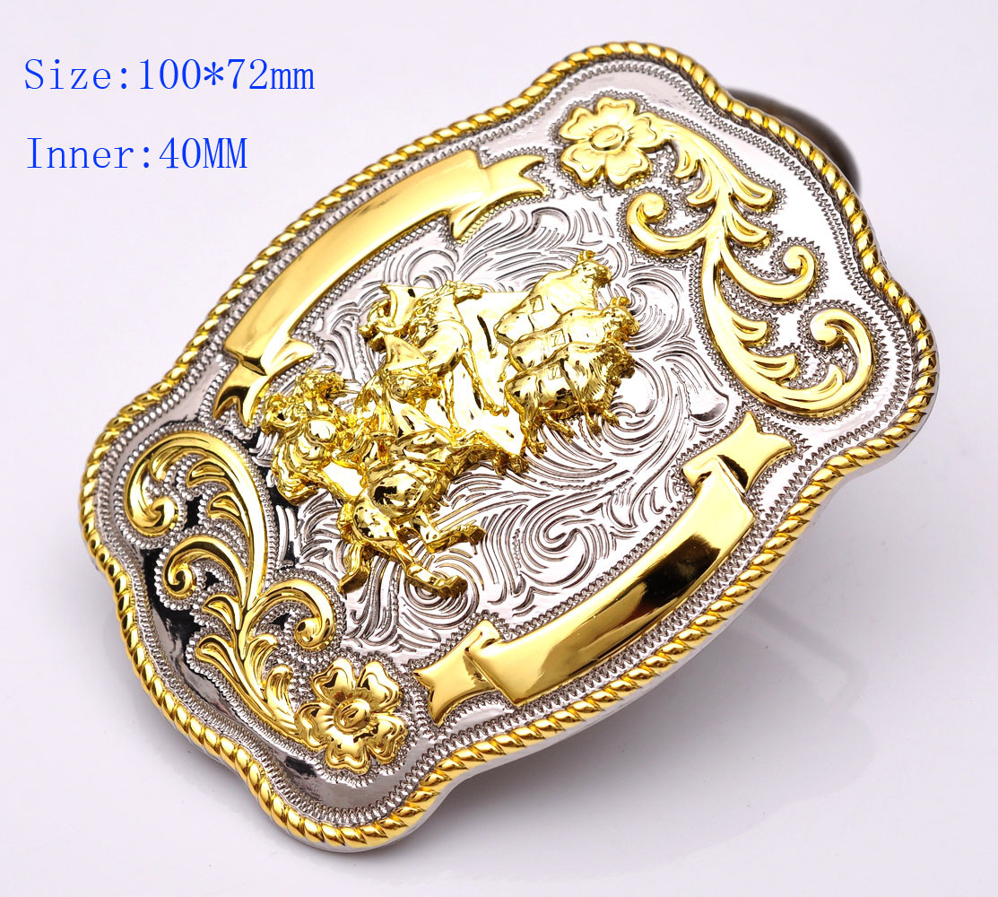 Men Bulls Ride Rodeo Flower Long Huge Rodeo Big Western Cowboy Shine Belt Buckle