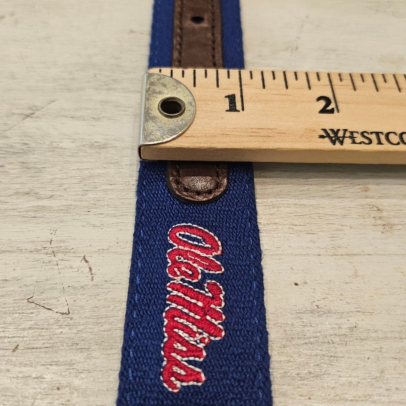 Jack Mason Old Miss Rebels Needlepoint Belt – Size 42×1.15&Prime;