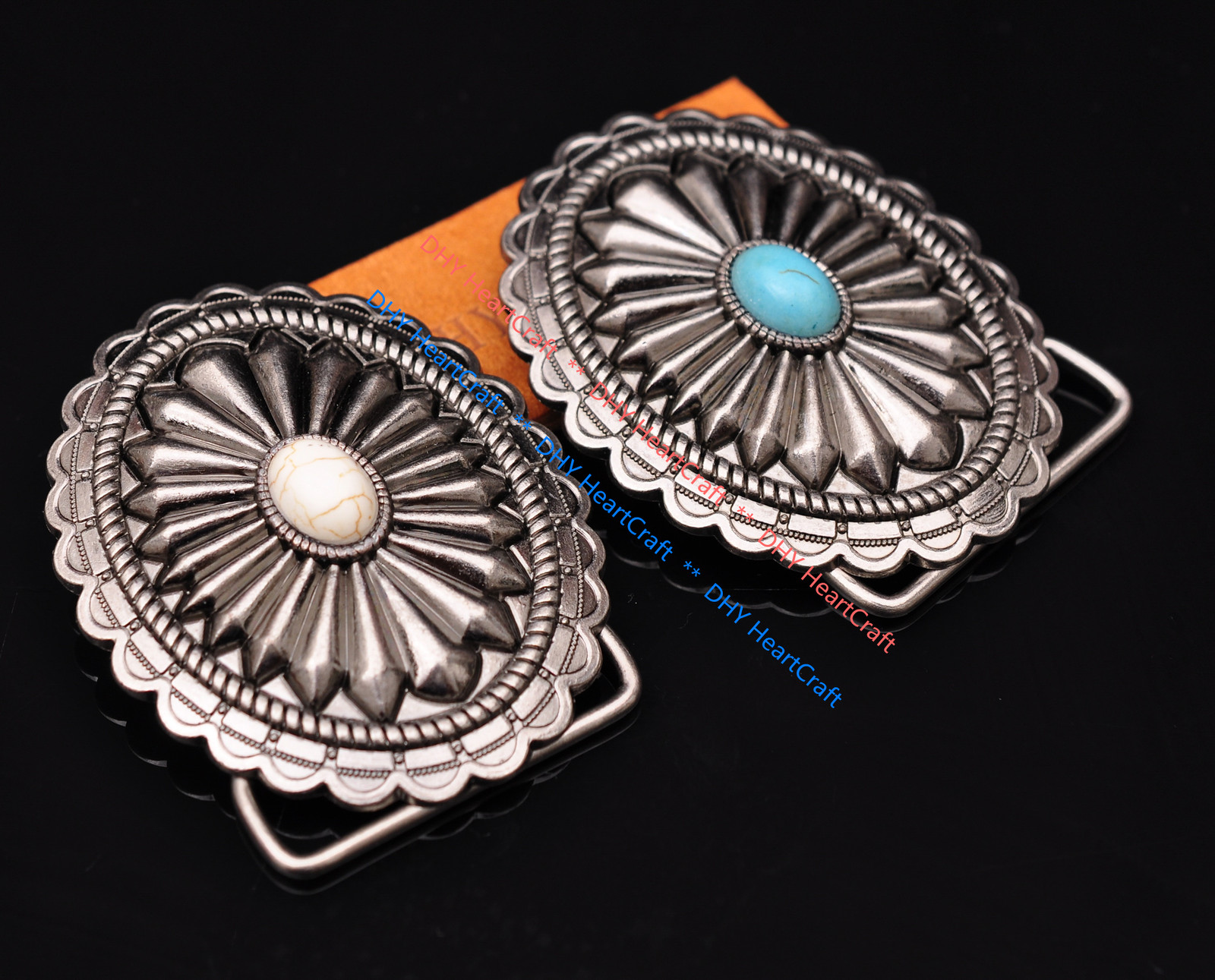 Retro Western Tribal men&rsquo;s cowboy Flower Turquoise Belt Buckle fits 40mm Strap