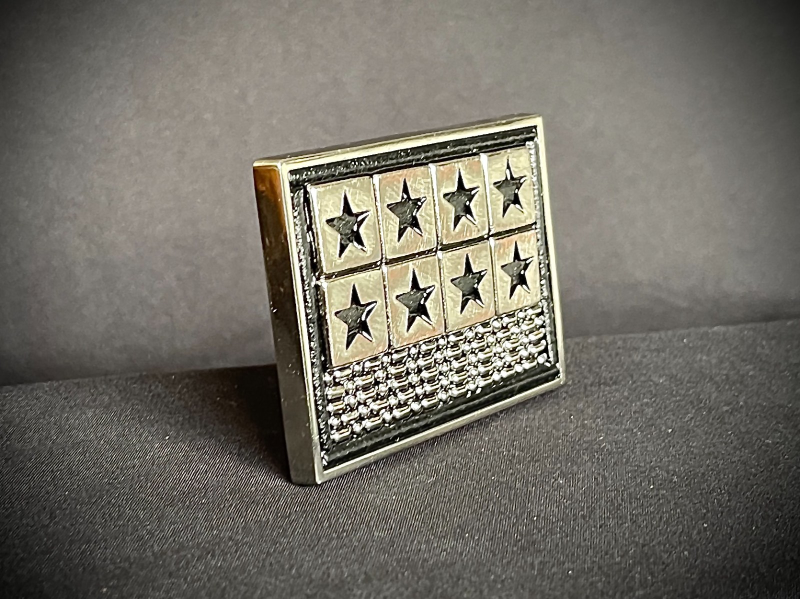 « 8 Tarnished Stars » Military Industrial Belt Buckle Black Leather Darren McNeese