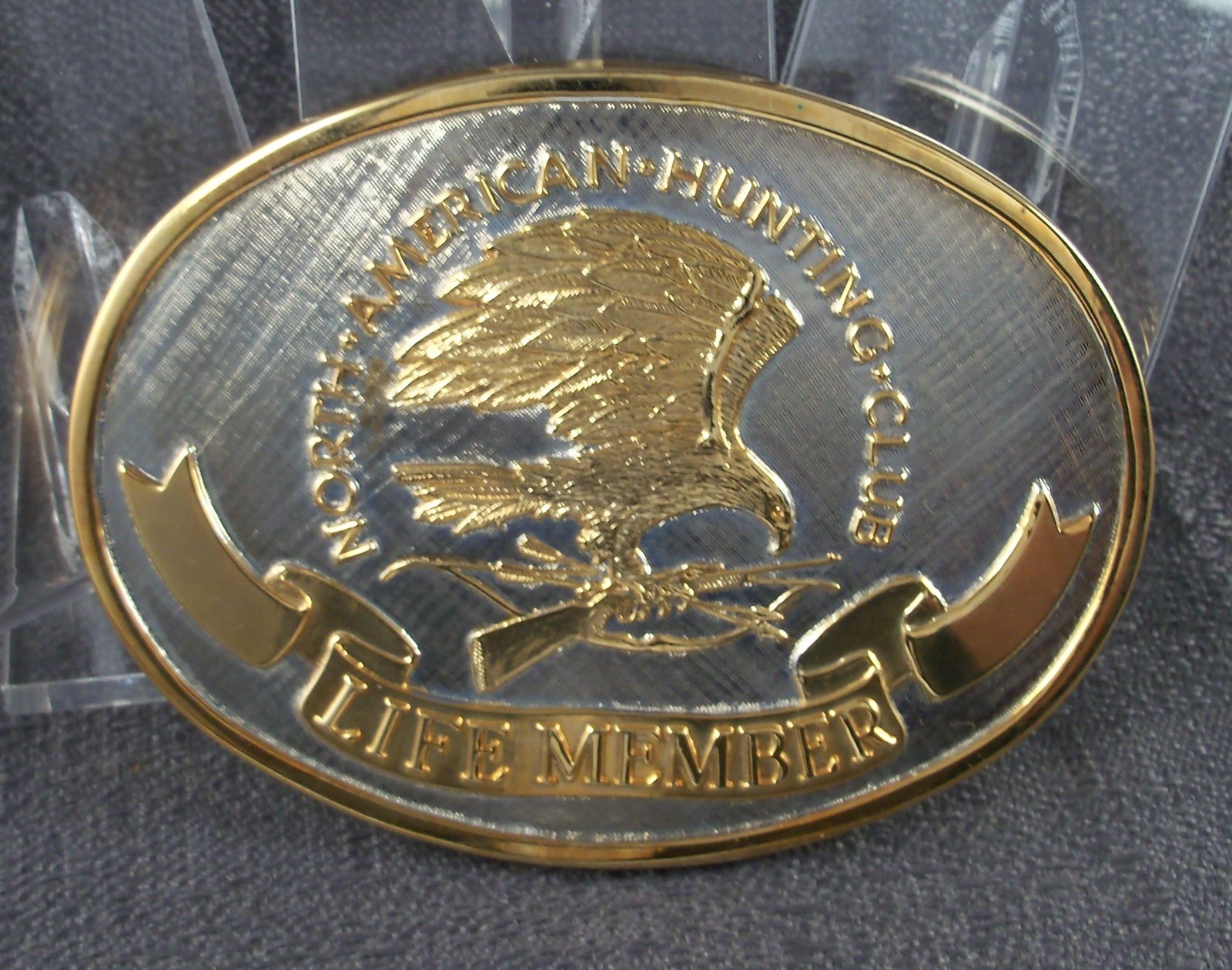 North American Hunting Club Belt Buckle – Wings Of Gold – 24K Gold/Rhodium BOX