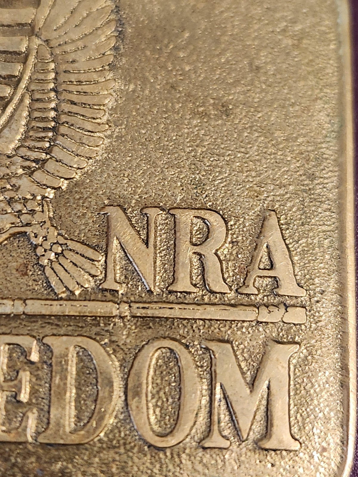 NRA National Rifle Association Freedom Flag 3&Prime; Bicentennial Belt Buckle Vintage