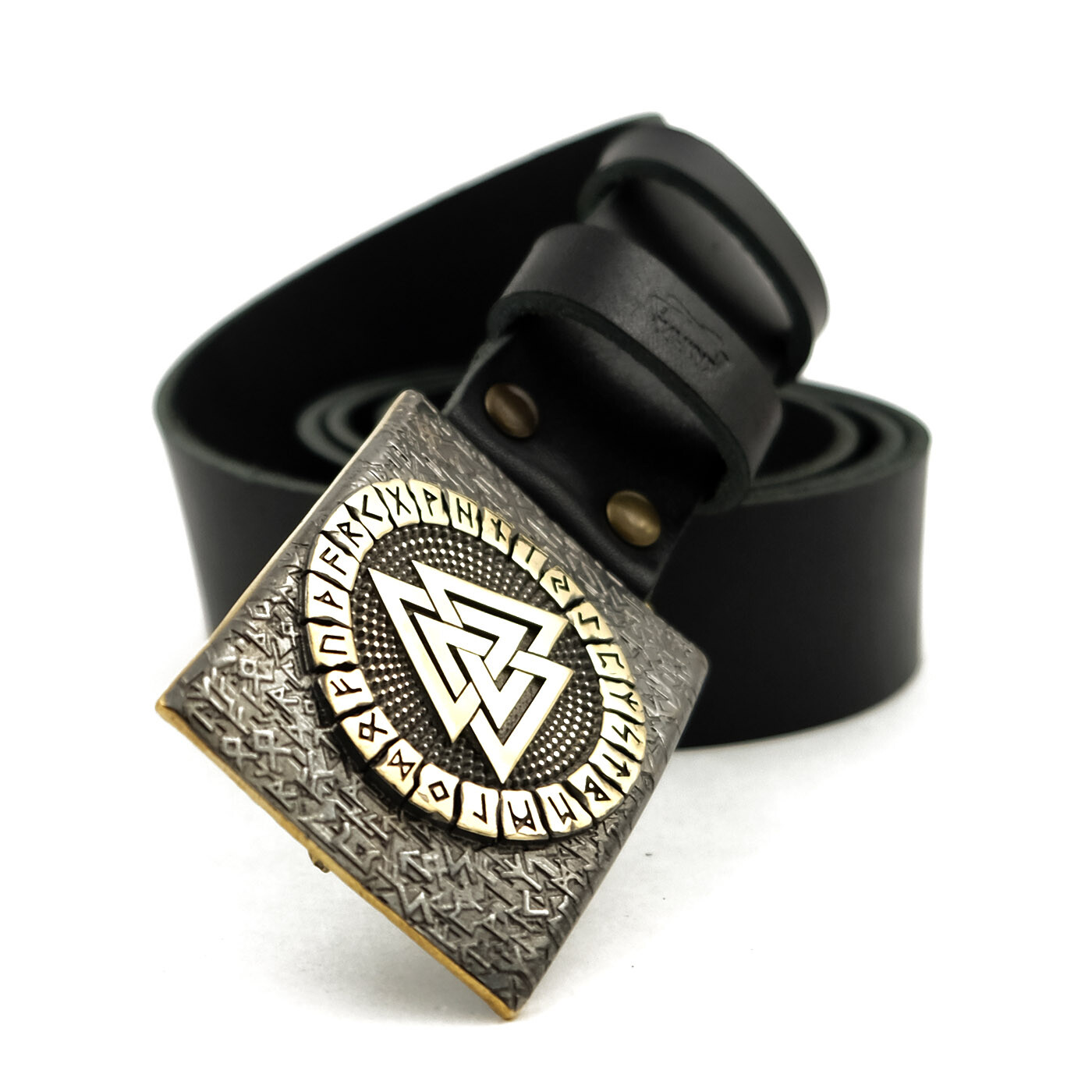 Valknut belt buckle, Old Norse Scandinavian Nordic Celtic Viking Pagan runic