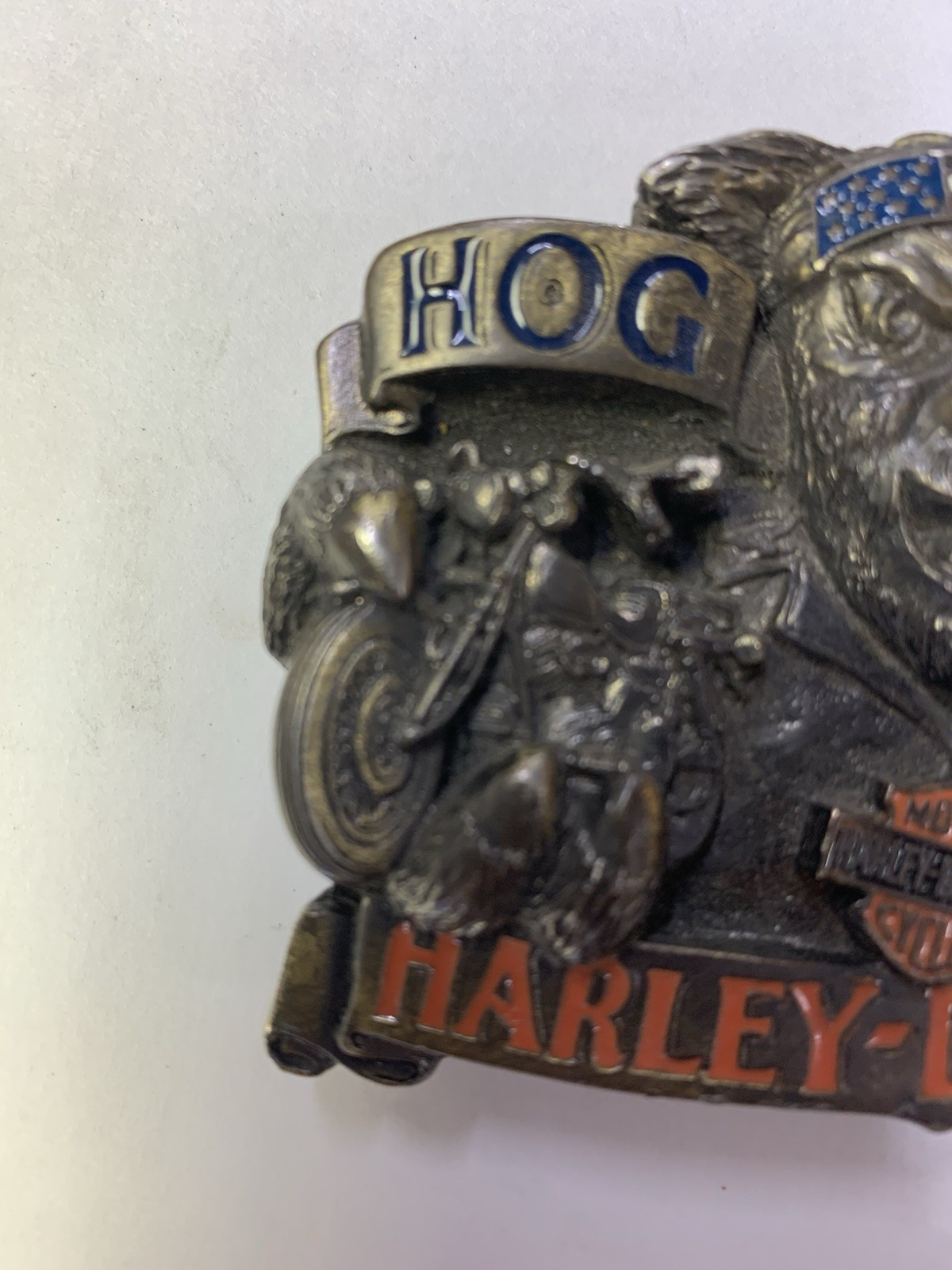 Vintage HARLEY DAVIDSON belt buckle H-411 1991 Baron USA Hog Toys Rare