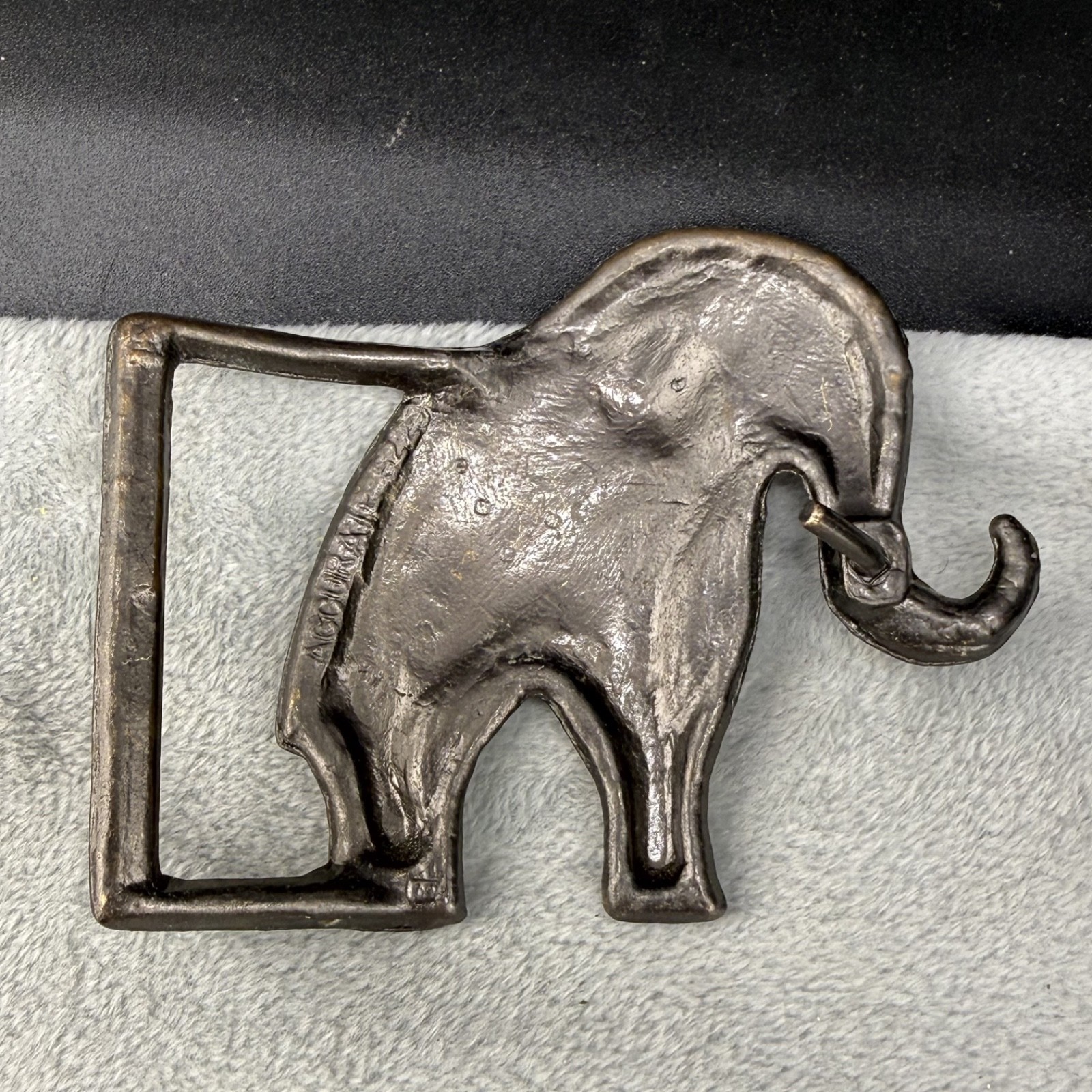 Vintage Brass Elephant Belt Buckle Safari