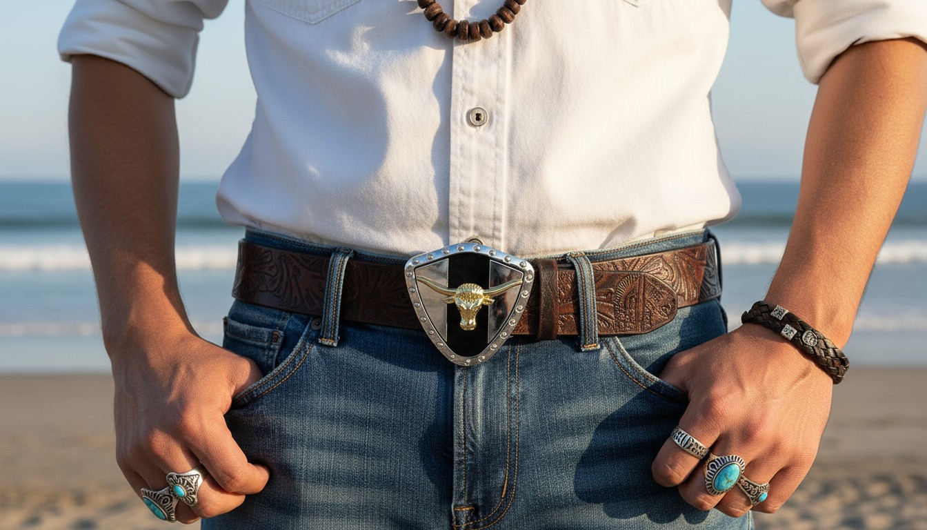Men Silver Metal Western Belt Buckle Texas Lone Horn Cow Shiny Gold Color Bull