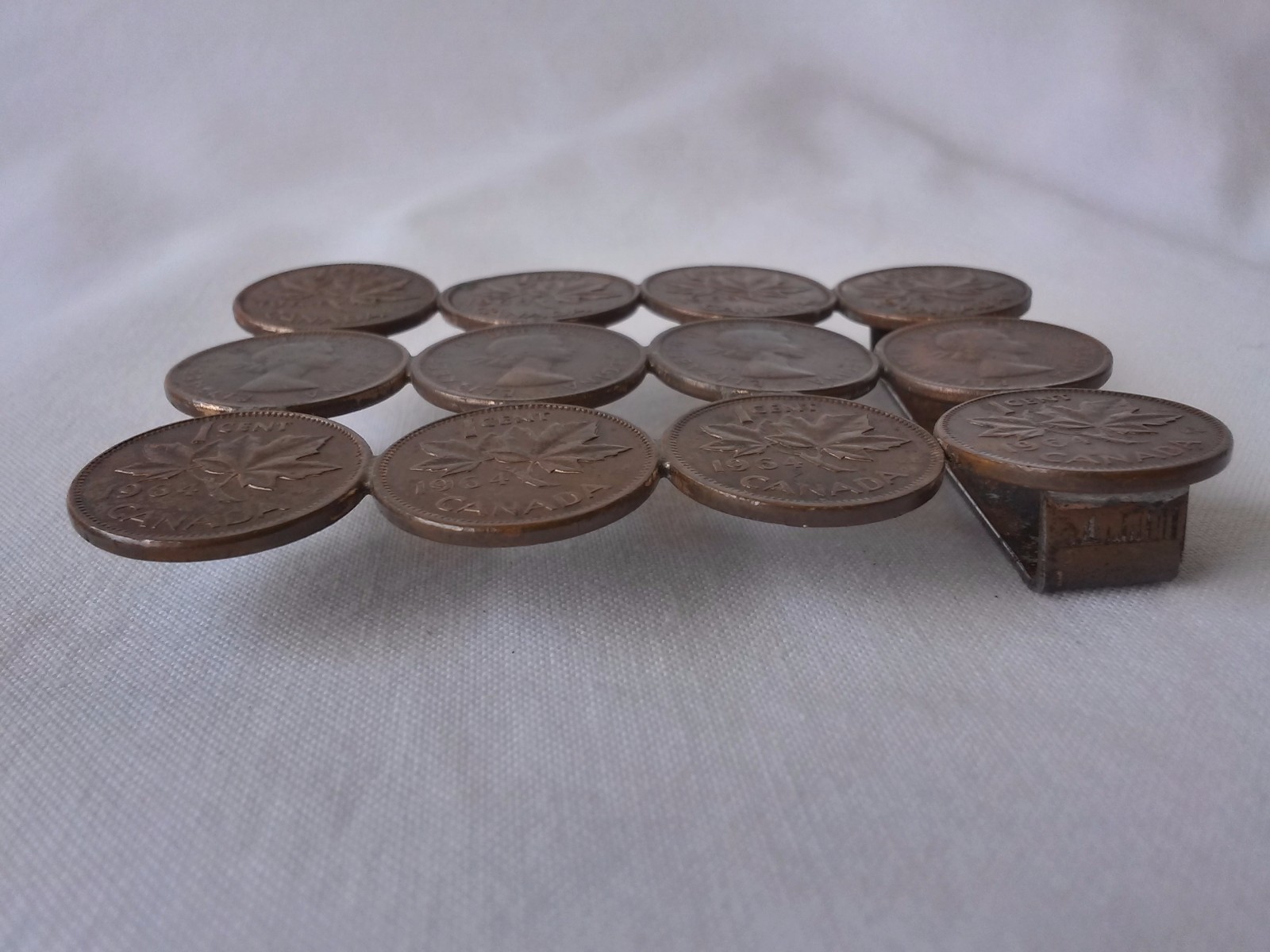 Vintage 1964 Canadian 1 Cent Copper Belt Buckle